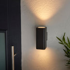 Milton 2-Light Modern Outdoor Wall Light with Textured Black Finish and Clear Glass Diffuser