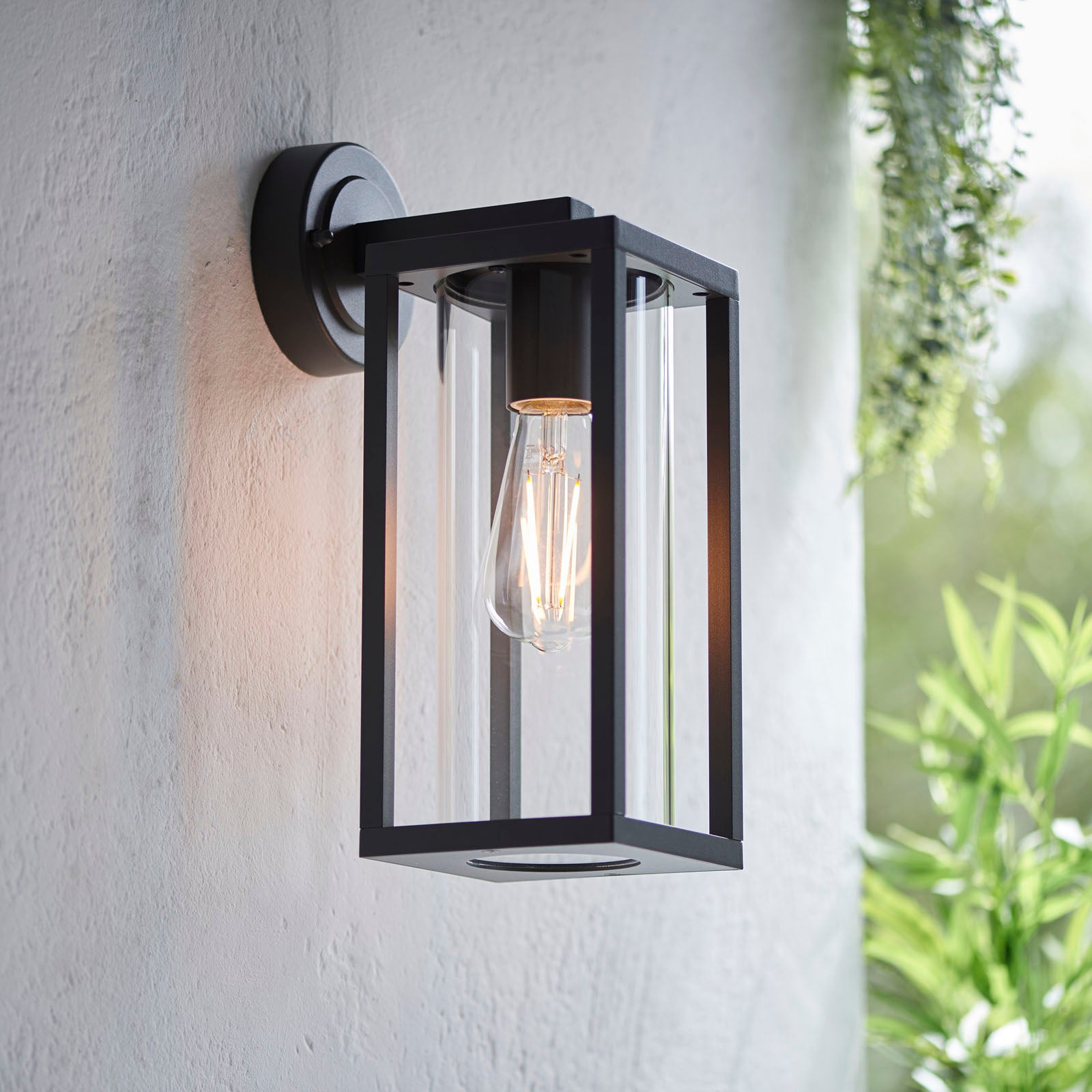 Hamden 1-Light Textured Black Modern Outdoor Wall Light