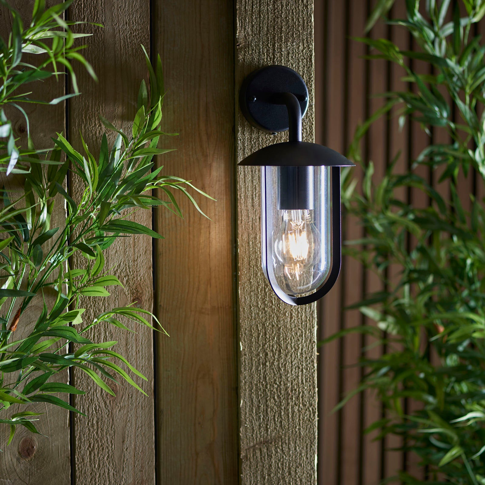 Quinn Textured Black Outdoor Wall Light (Weatherproof)
