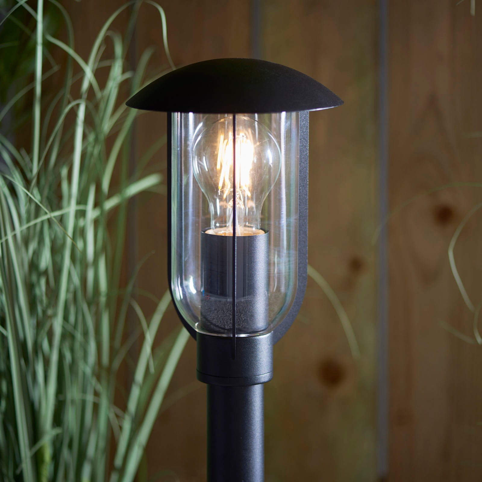 Quinn Textured Black Outdoor Floor Lamp (Weatherproof)