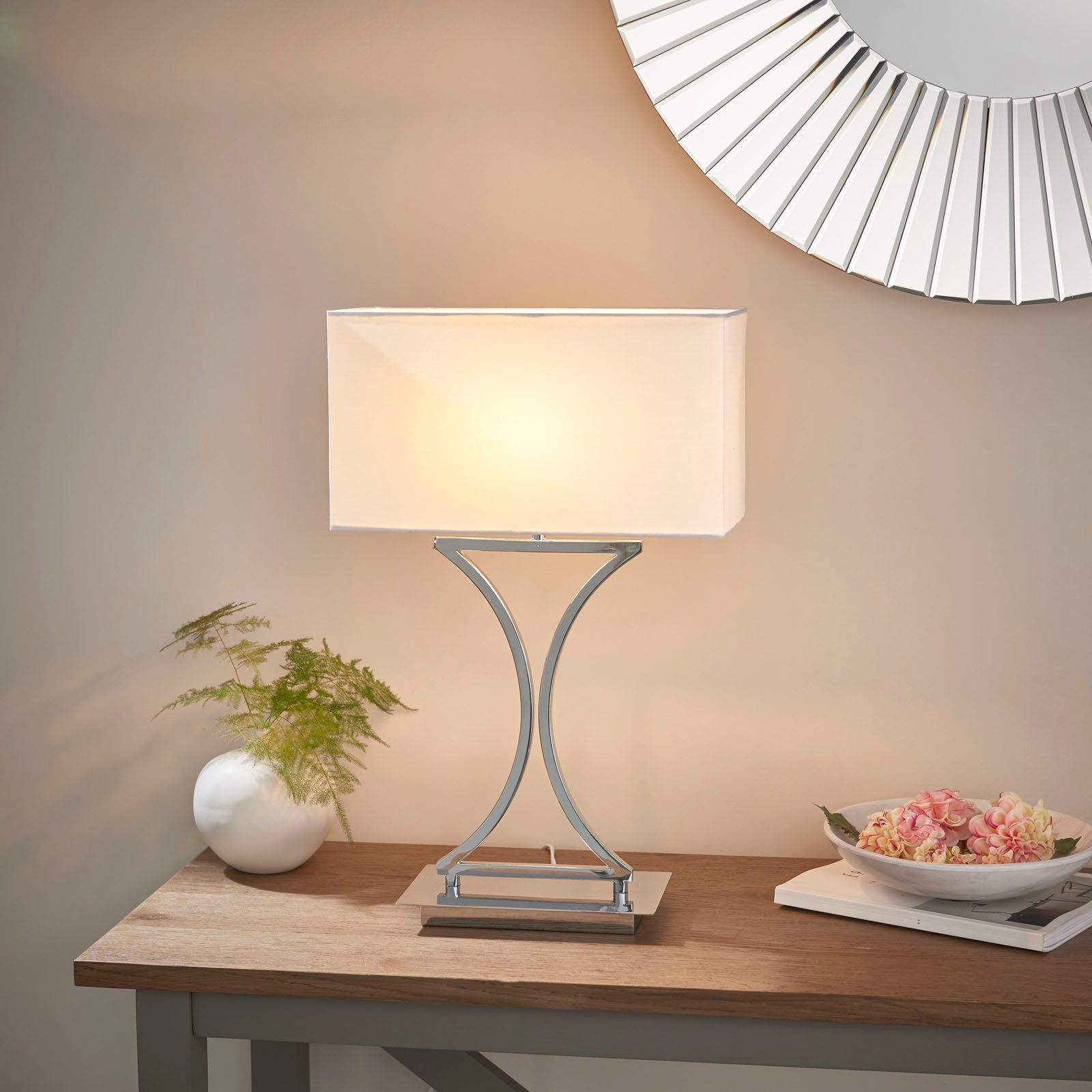 Epalle Chrome Table Lamp with White Shade