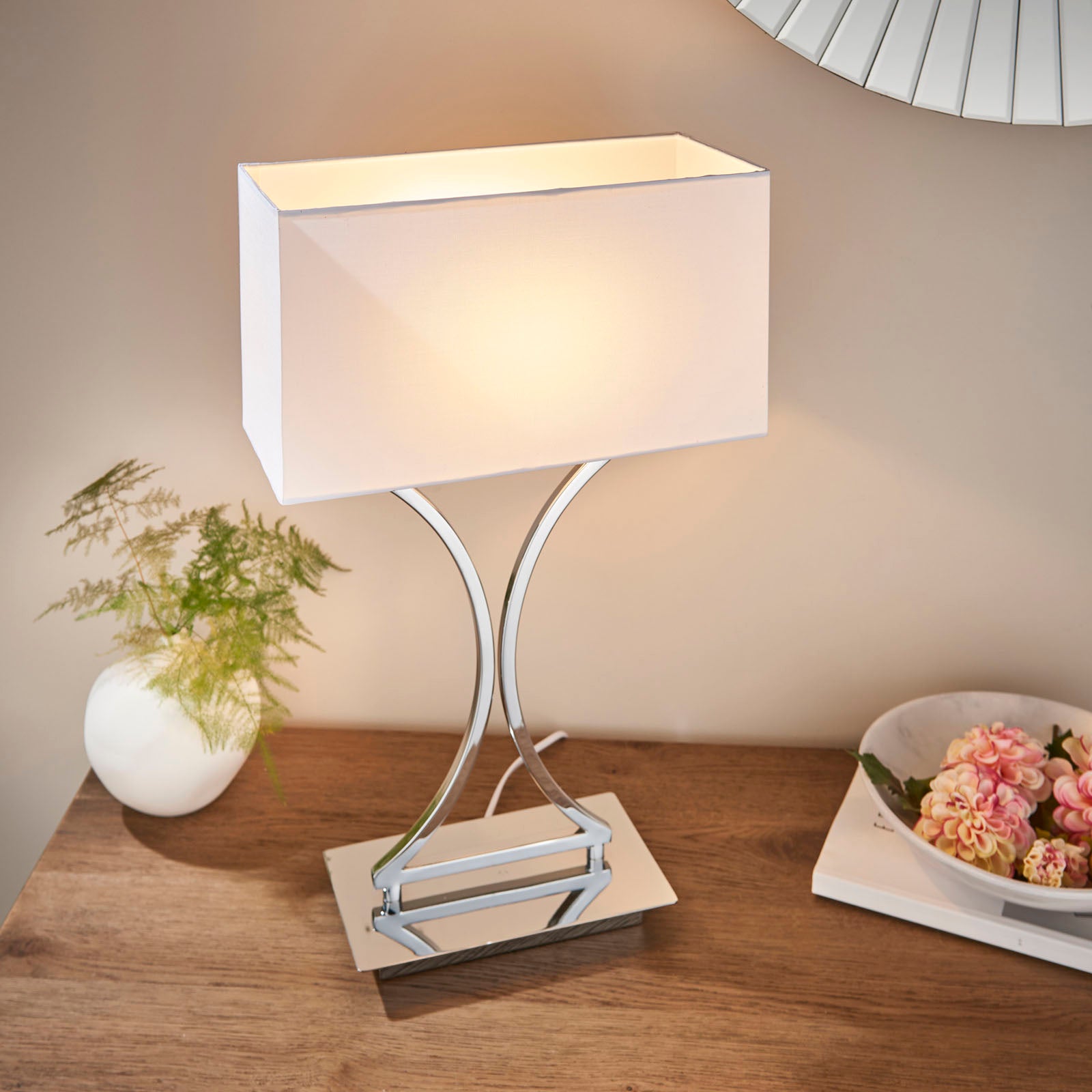 Epalle Chrome Table Lamp with White Shade