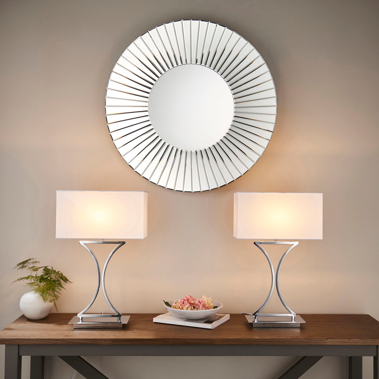 Epalle Chrome Table Lamp with White Shade
