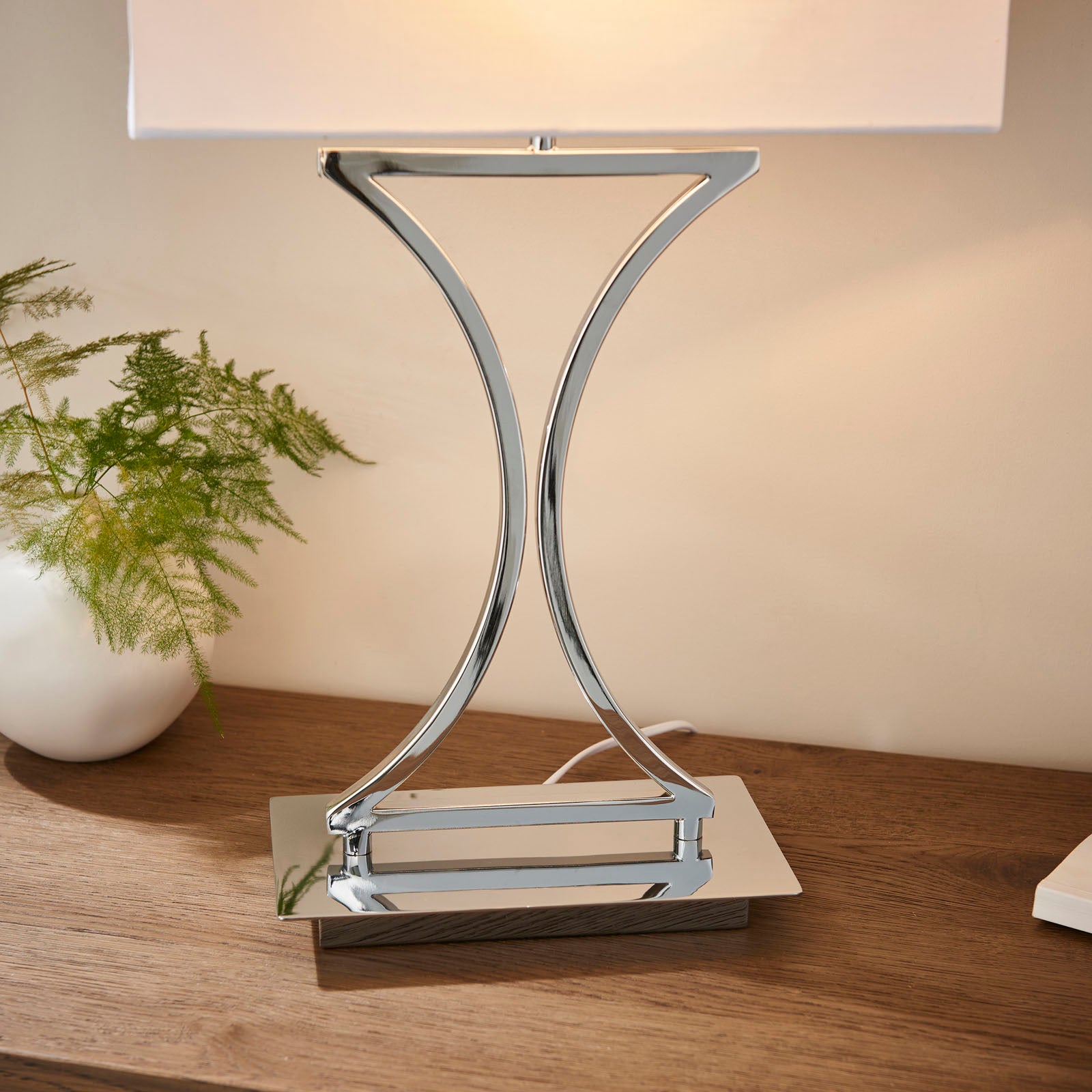 Epalle Chrome Table Lamp with White Shade