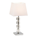 Murford Chrome Table Lamp with Stacked Acrylic Cubes & Cream Shade