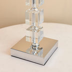 Murford Chrome Table Lamp with Stacked Acrylic Cubes & Cream Shade