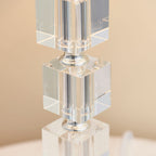 Murford Chrome Table Lamp with Stacked Acrylic Cubes & Cream Shade