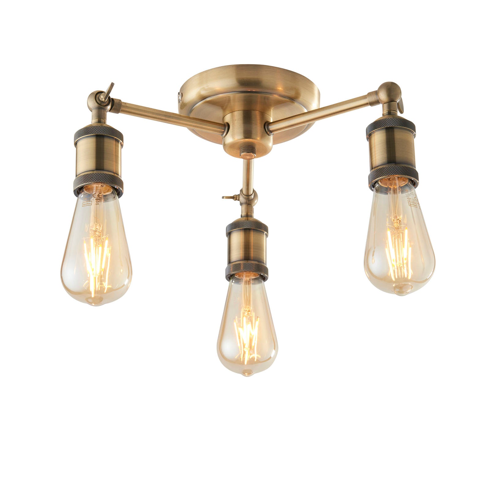Hal 3-Light Antique Brass Semi-Flush Mount