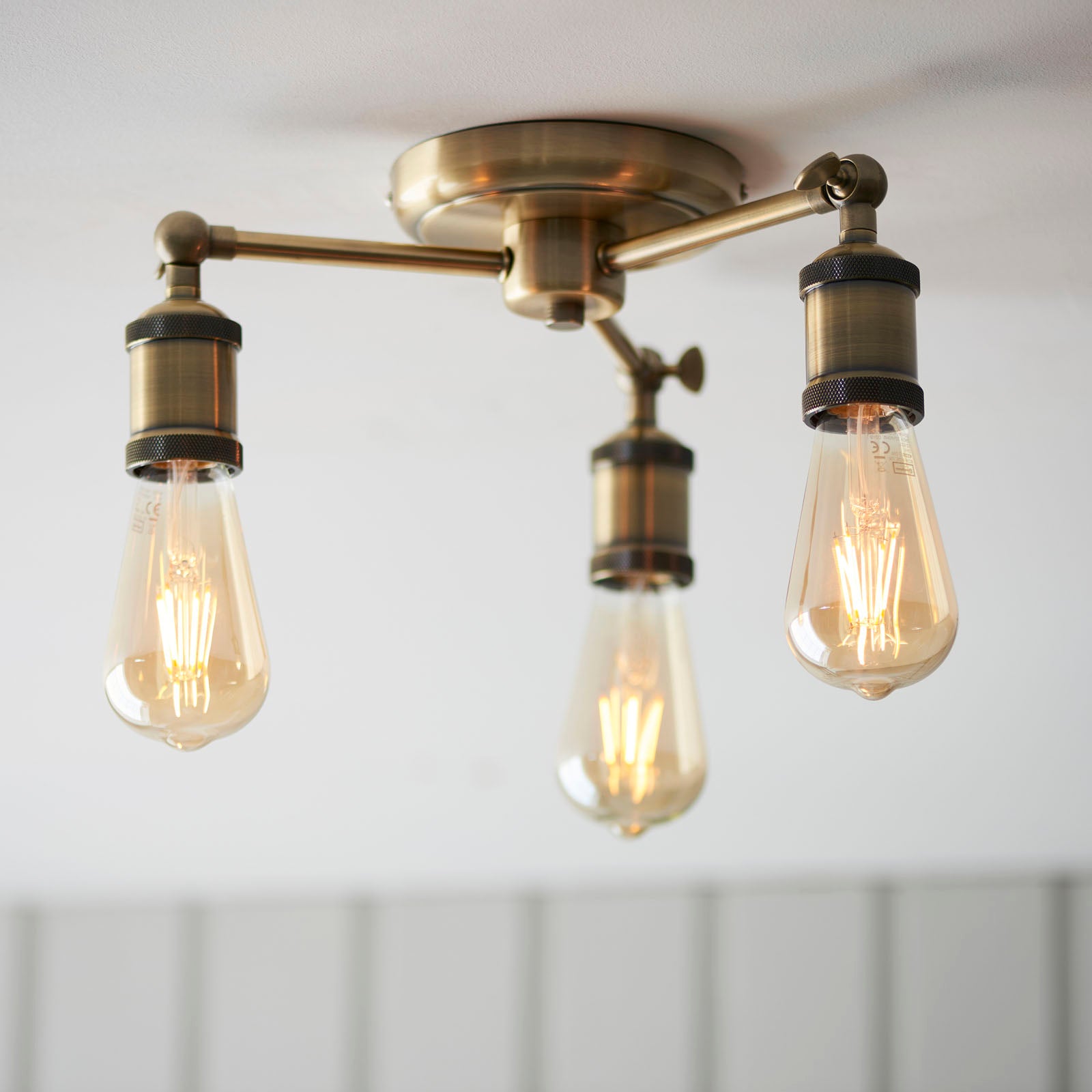 Hal 3-Light Antique Brass Semi-Flush Mount