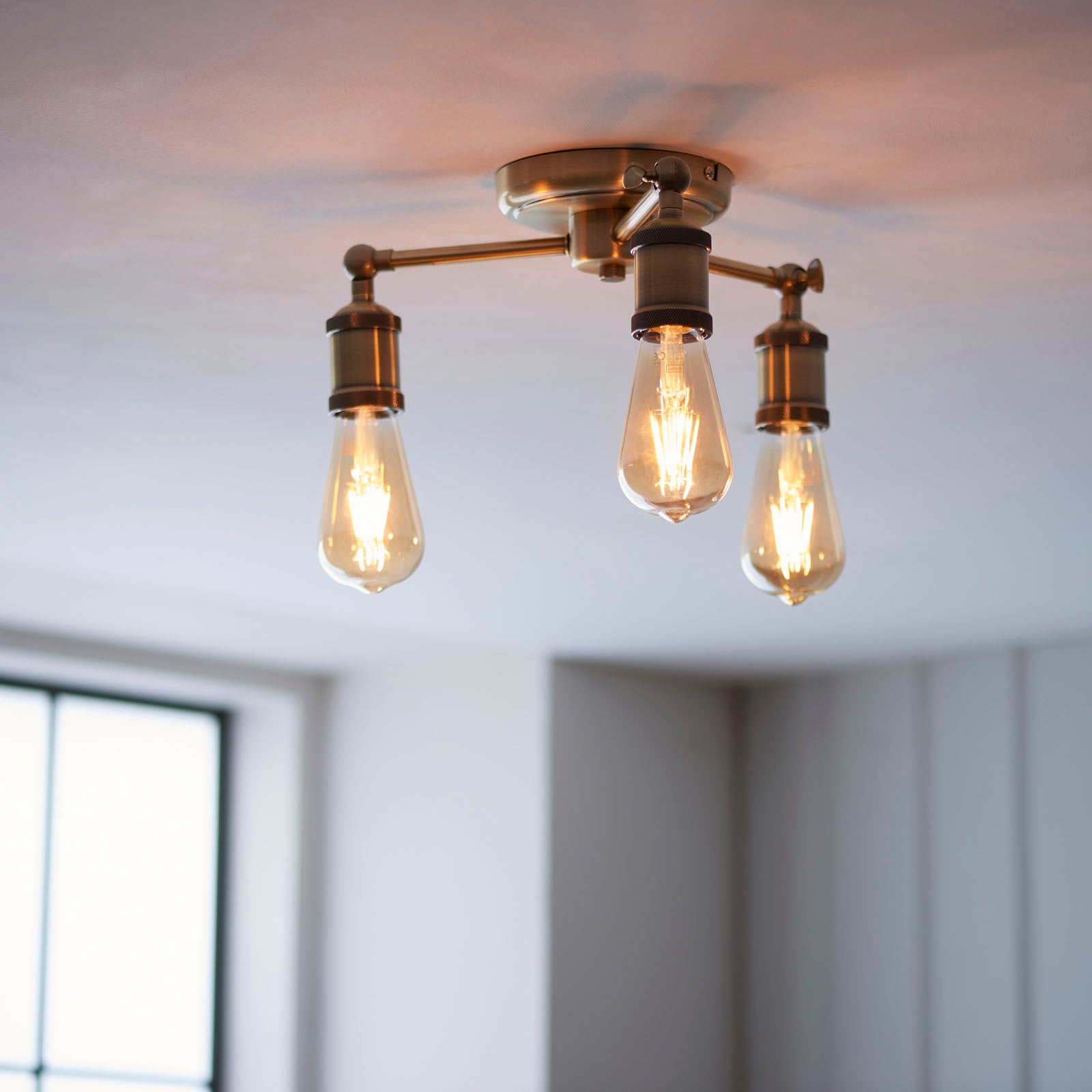 Hal 3-Light Antique Brass Semi-Flush Mount