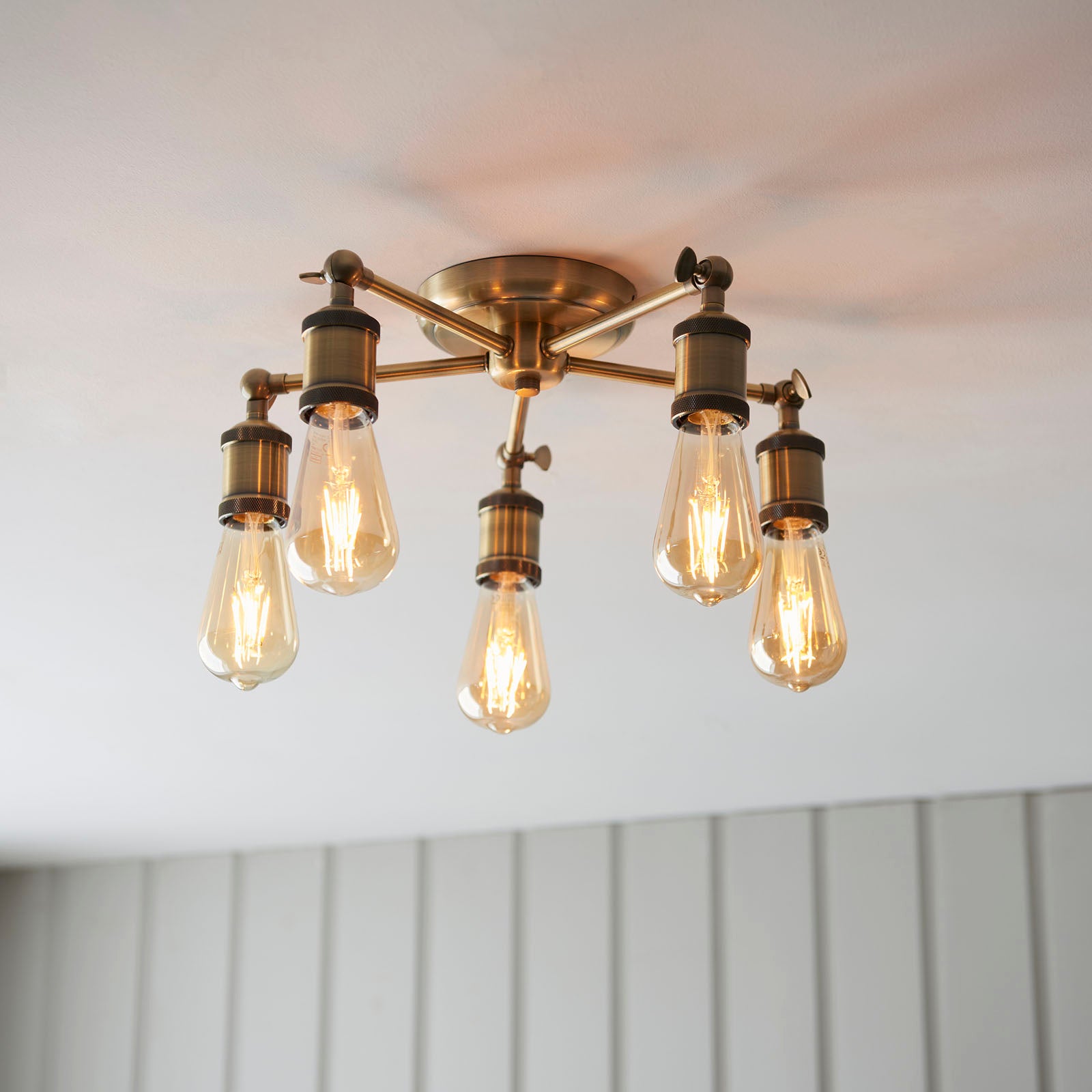 Hal 5-Light Antique Brass Semi-Flush Mount