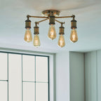 Hal 5-Light Antique Brass Semi-Flush Mount