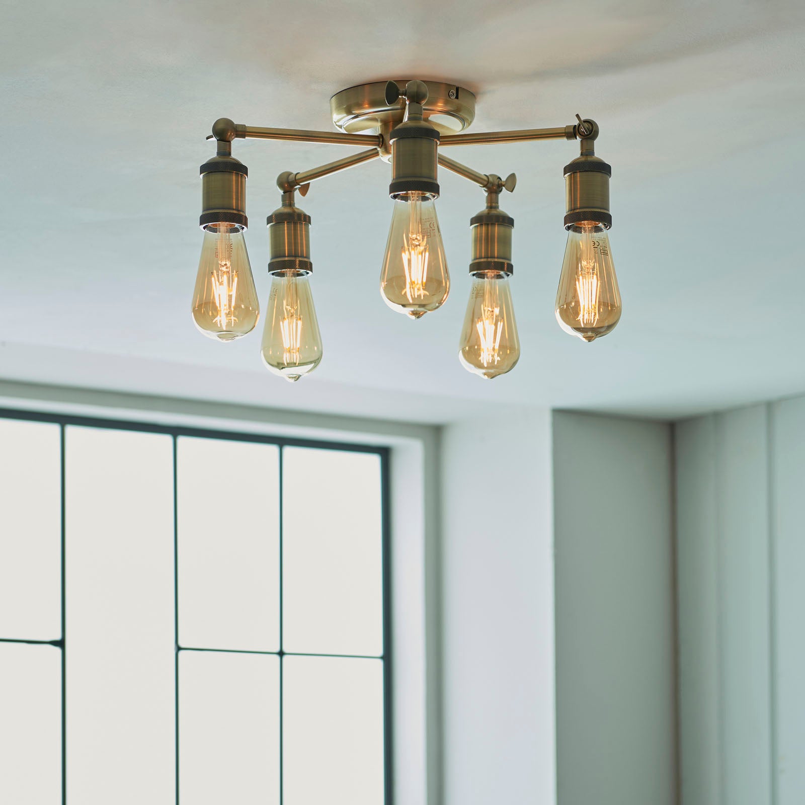 Hal 5-Light Antique Brass Semi-Flush Mount
