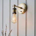 Hal 1-Light Industrial Wall Light - Antique Brass