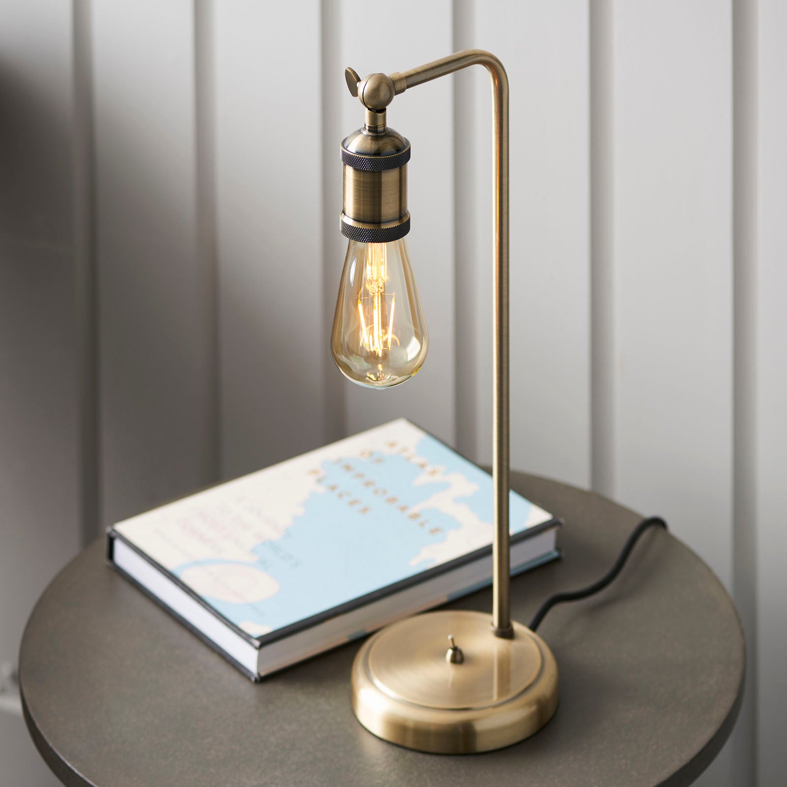 Hal 1-Light Industrial Table Lamp - Antique Brass