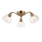 Hansen 3-Light Industrial Semi-Flush Ceiling Light (Antique Brass)