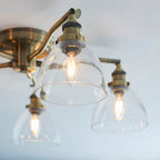 Hansen 5-Light Industrial Semi-Flush Ceiling Light (Antique Brass)