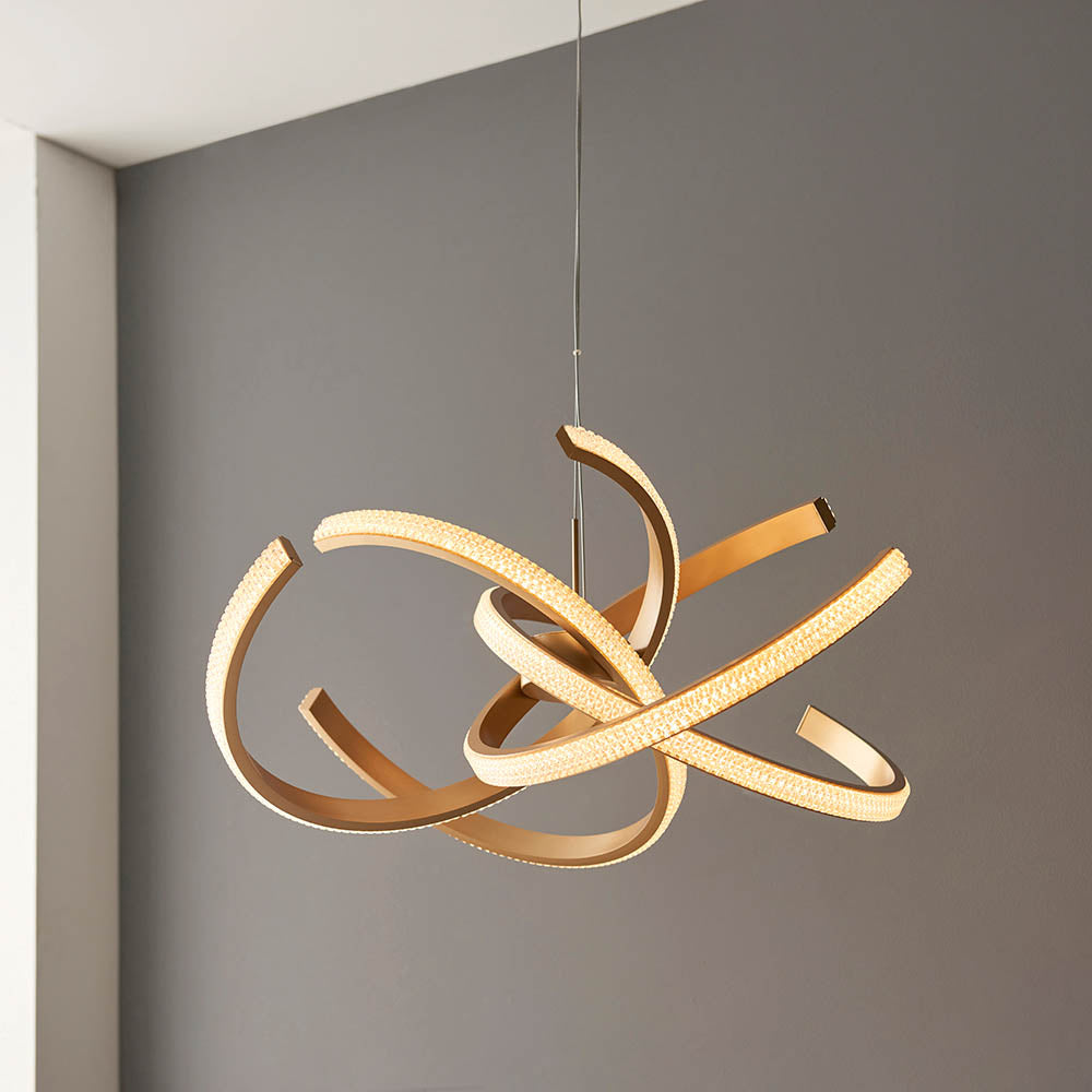 Lorenzo 4lt pendant Gold LED Feature Piece With Faceted Detail