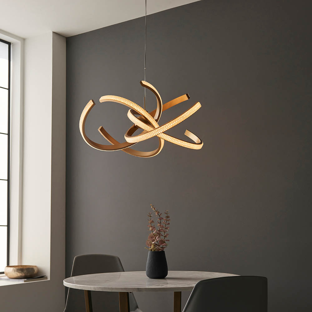 Lorenzo 4lt pendant Gold LED Feature Piece With Faceted Detail