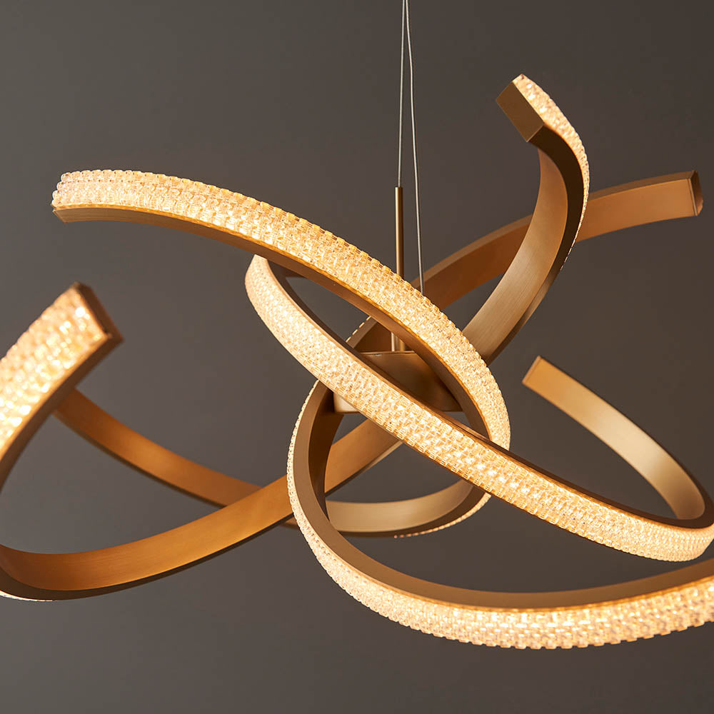Lorenzo 4lt pendant Gold LED Feature Piece With Faceted Detail