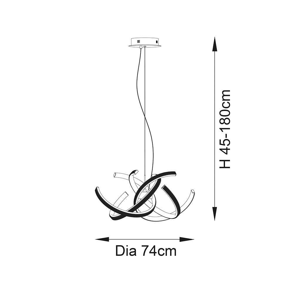 Lorenzo 4lt pendant Gold LED Feature Piece With Faceted Detail