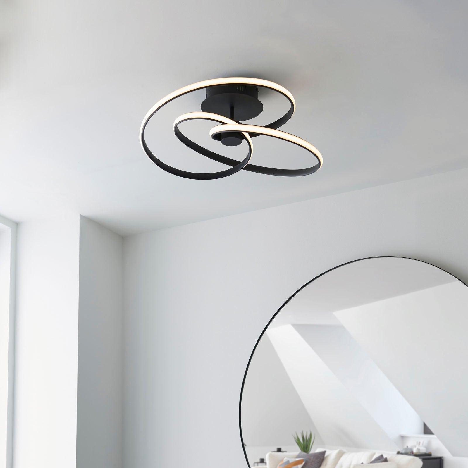 Dune 1-Light Black Semi-Flush Mount with White Diffuser