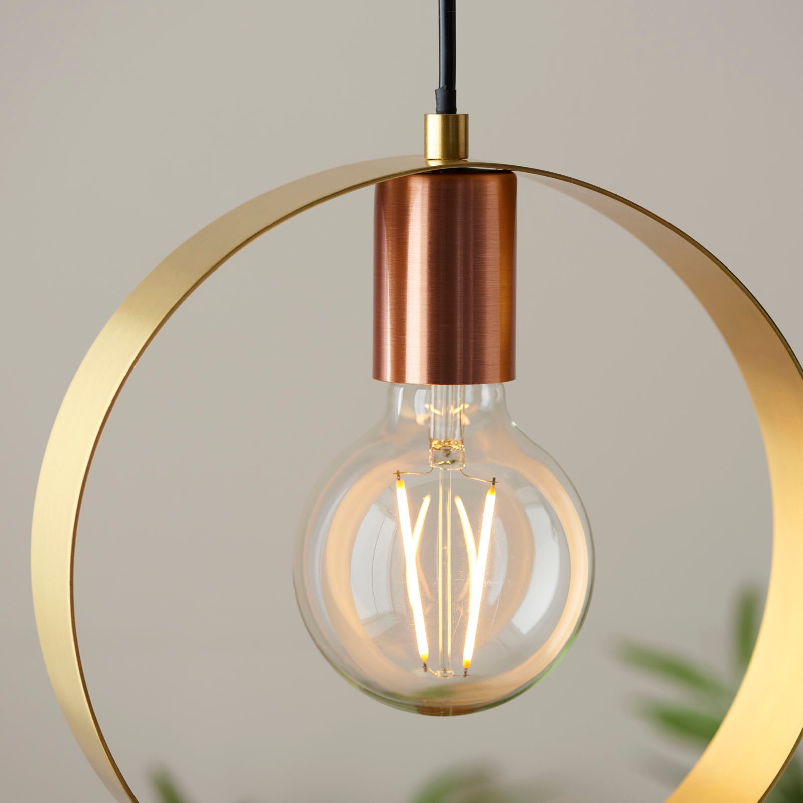 Hoop Black Brass & Copper Pendant Light
