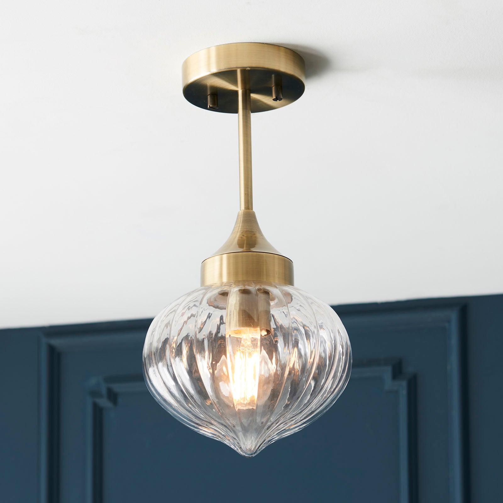 Addington Antique Brass Semi-Flush Mount