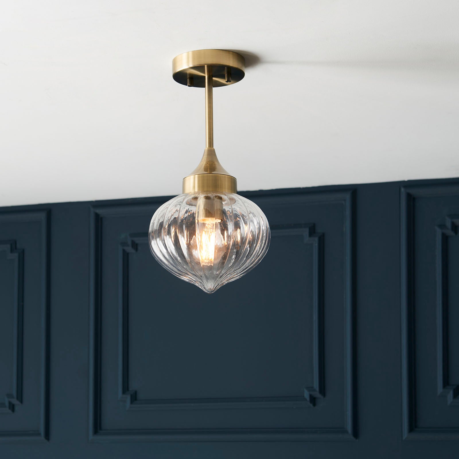Addington Antique Brass Semi-Flush Mount