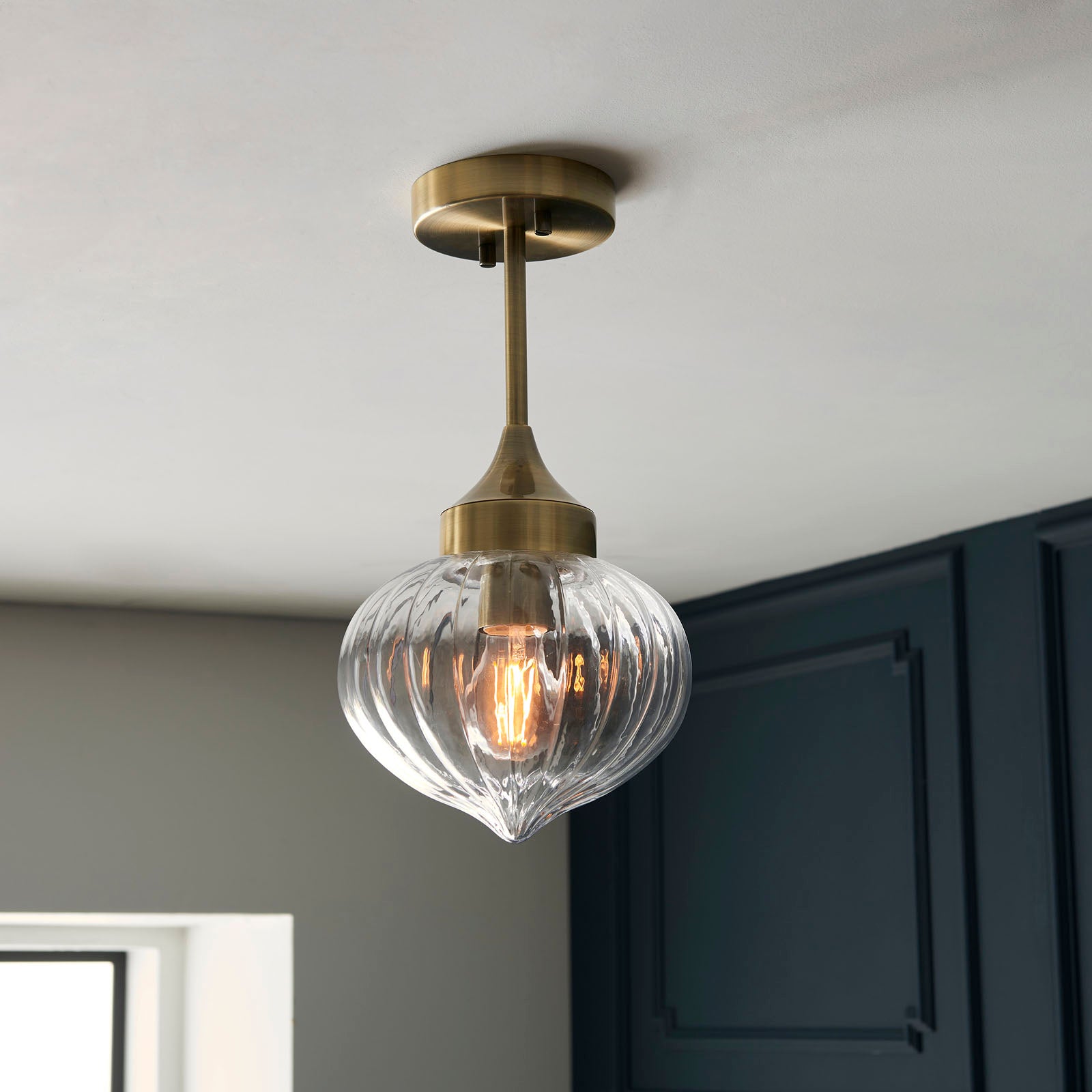 Addington Antique Brass Semi-Flush Mount