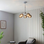 Dimple 5-Light Adjustable Smokey Mirrored Pendant with Chrome Finish