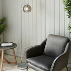 Dimple 1-Light Smokey Mirrored Floor Lamp with Chrome Finish