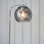Dimple 1-Light Smokey Mirrored Floor Lamp with Chrome Finish
