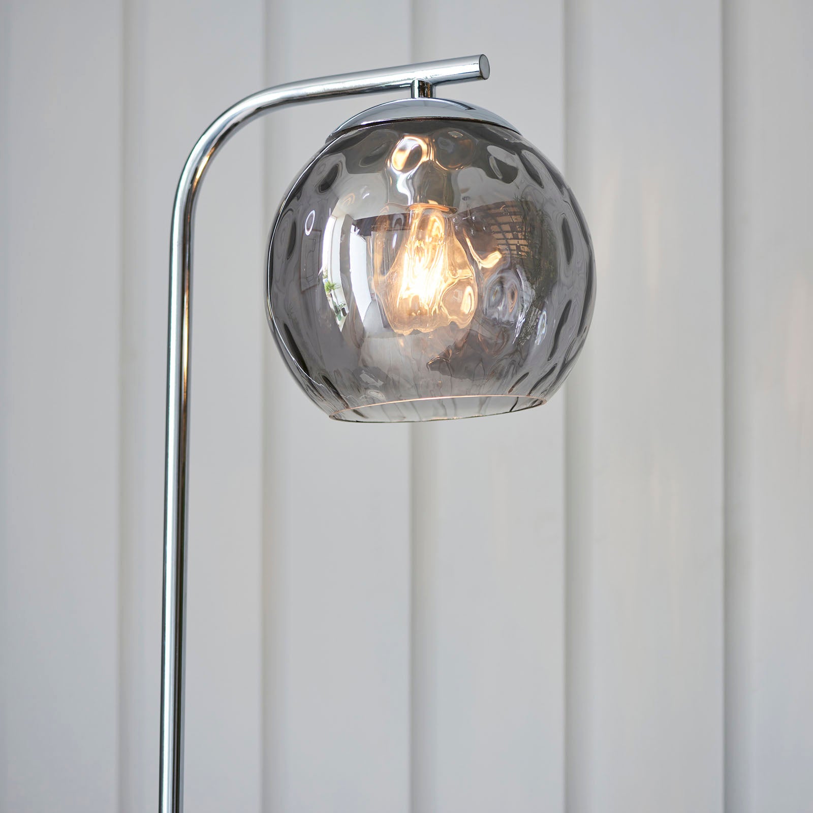 Dimple 1-Light Smokey Mirrored Floor Lamp with Chrome Finish
