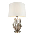 Delphine 1-Light Silver Leaf Floral Table Lamp with Fabric Shade