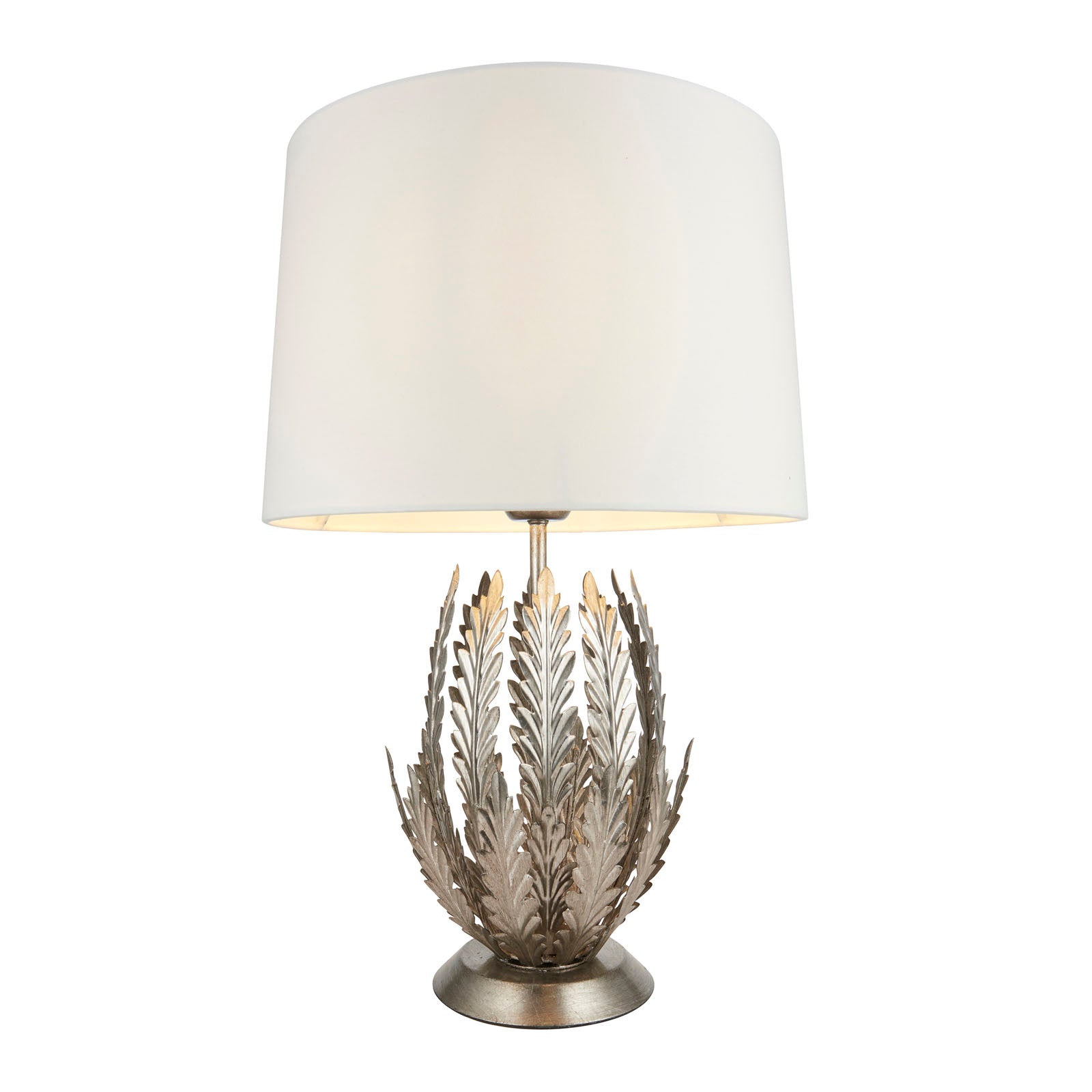 Delphine 1-Light Silver Leaf Floral Table Lamp with Fabric Shade