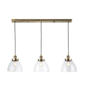 Hansen 3-Light Industrial Linear Semi-Flush Ceiling Light (Antique Brass)
