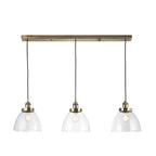 Hansen 3-Light Industrial Linear Semi-Flush Ceiling Light (Antique Brass)
