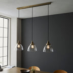 Hansen 3-Light Industrial Linear Semi-Flush Ceiling Light (Antique Brass)