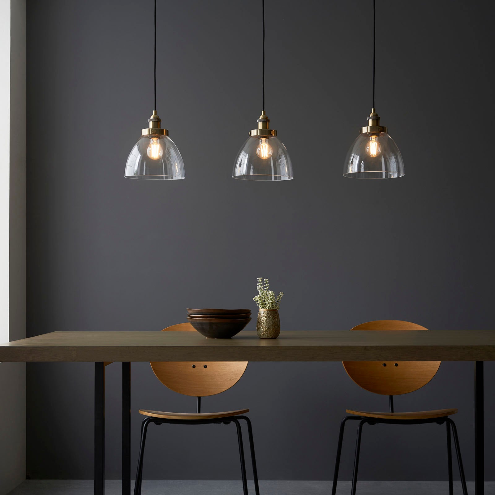 Hansen 3-Light Industrial Linear Semi-Flush Ceiling Light (Antique Brass)