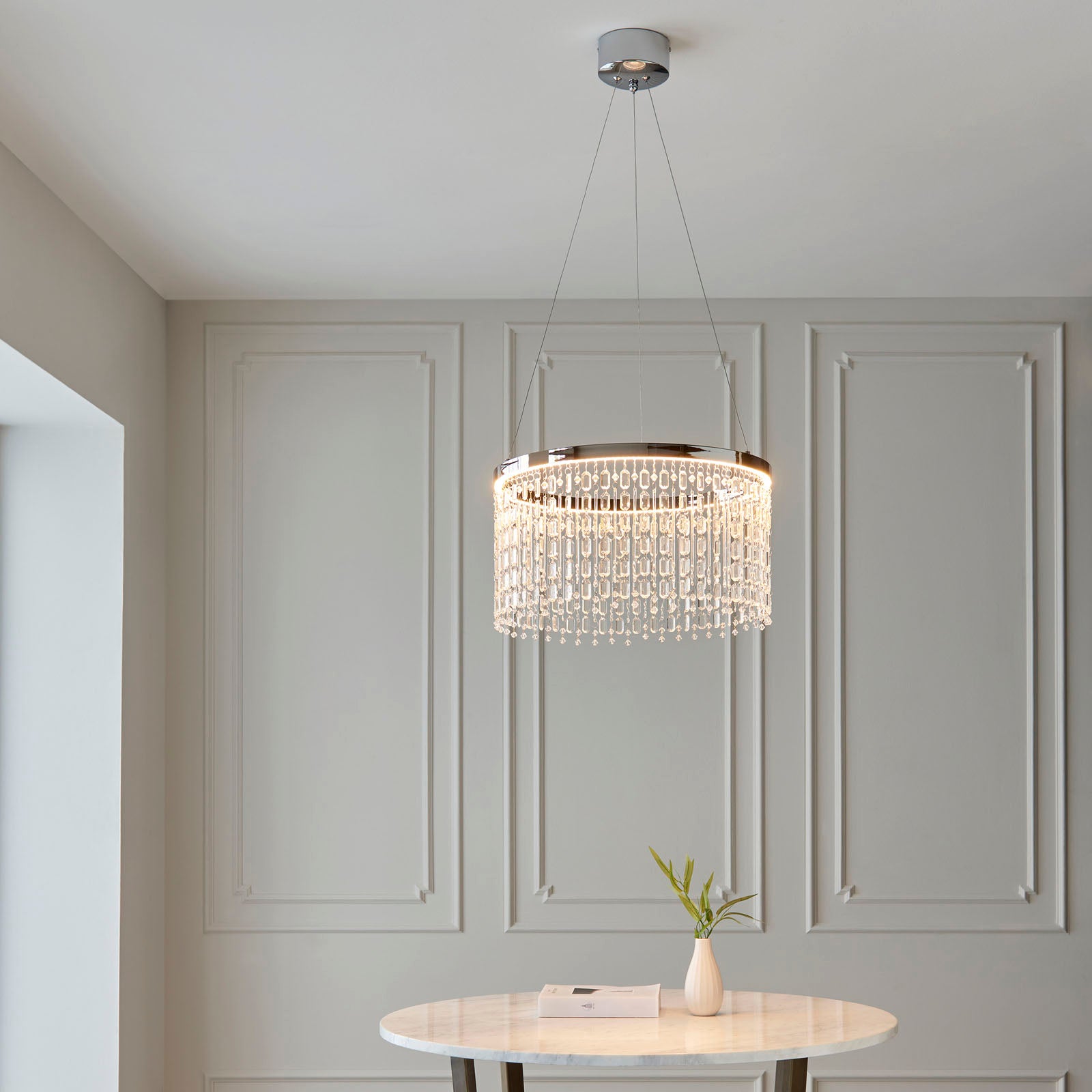 Liliana Cascading Crystal Pendant Light (Polished Chrome)