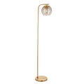 Dimple 1-Light Champagne Glass Floor Lamp with Brushed Brass Finish
