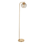 Dimple 1-Light Champagne Glass Floor Lamp with Brushed Brass Finish