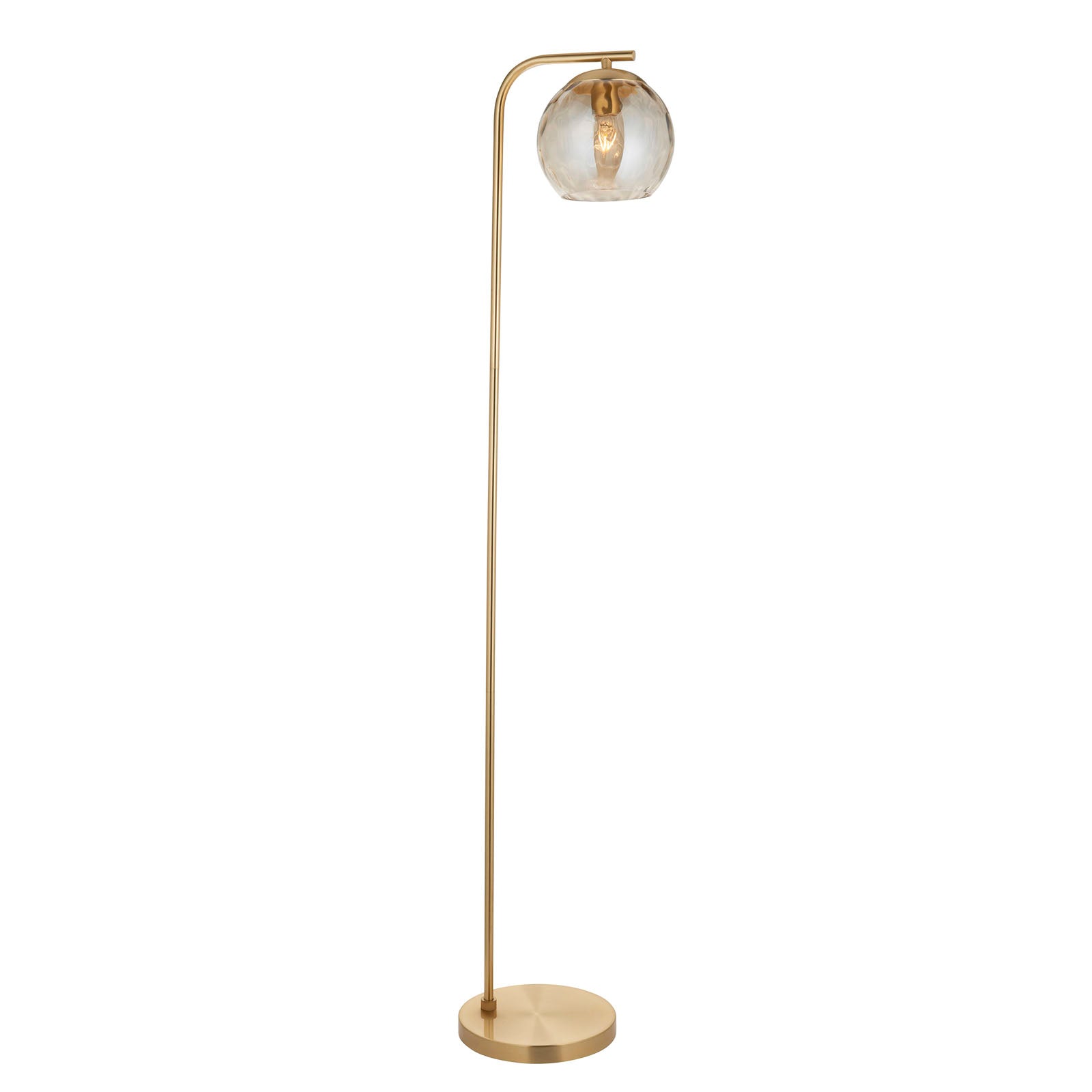 Dimple 1-Light Champagne Glass Floor Lamp with Brushed Brass Finish