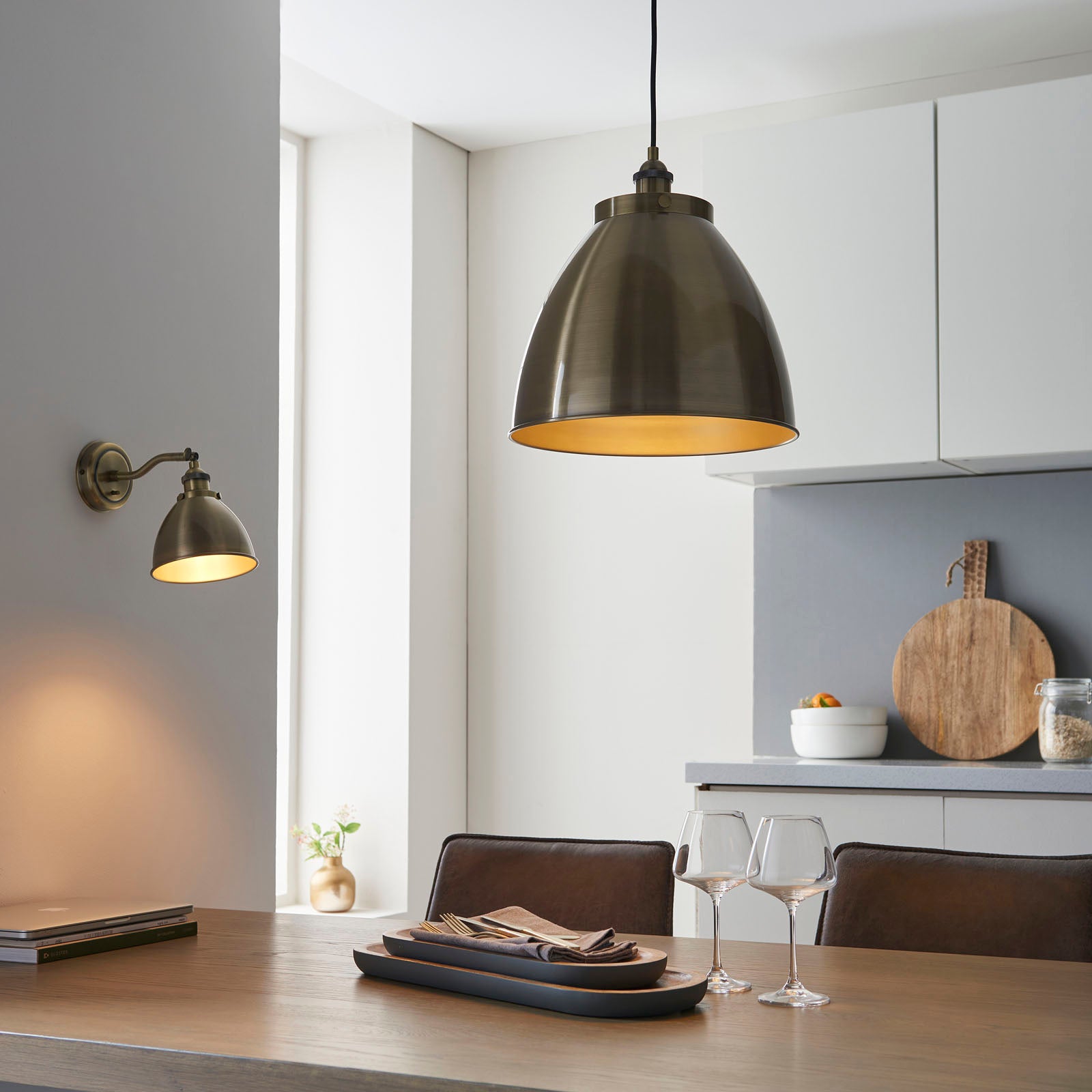 Franklin 1-Light Large Industrial Pendant - Antique Brass Finish