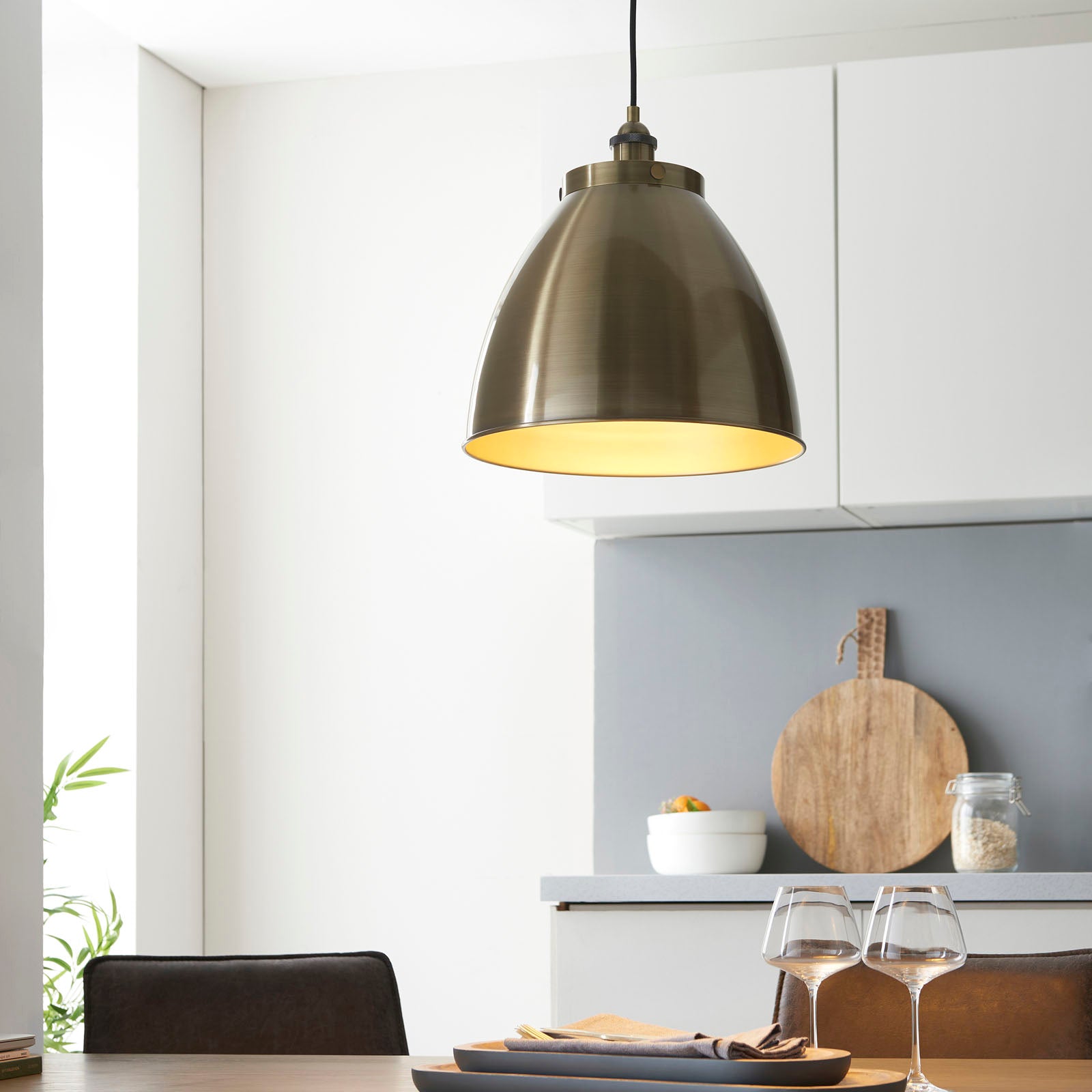 Franklin 1-Light Large Industrial Pendant - Antique Brass Finish