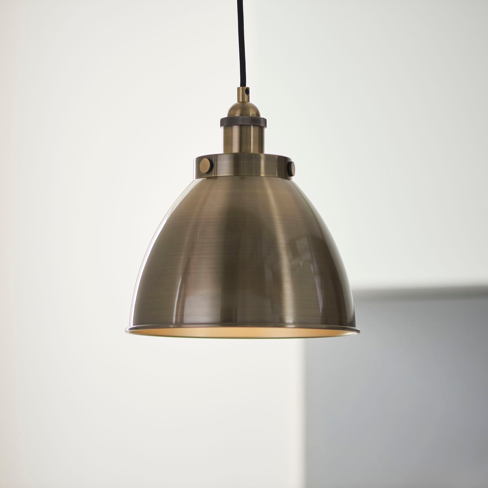 Franklin 1-Light Small Industrial Pendant - Antique Brass Finish