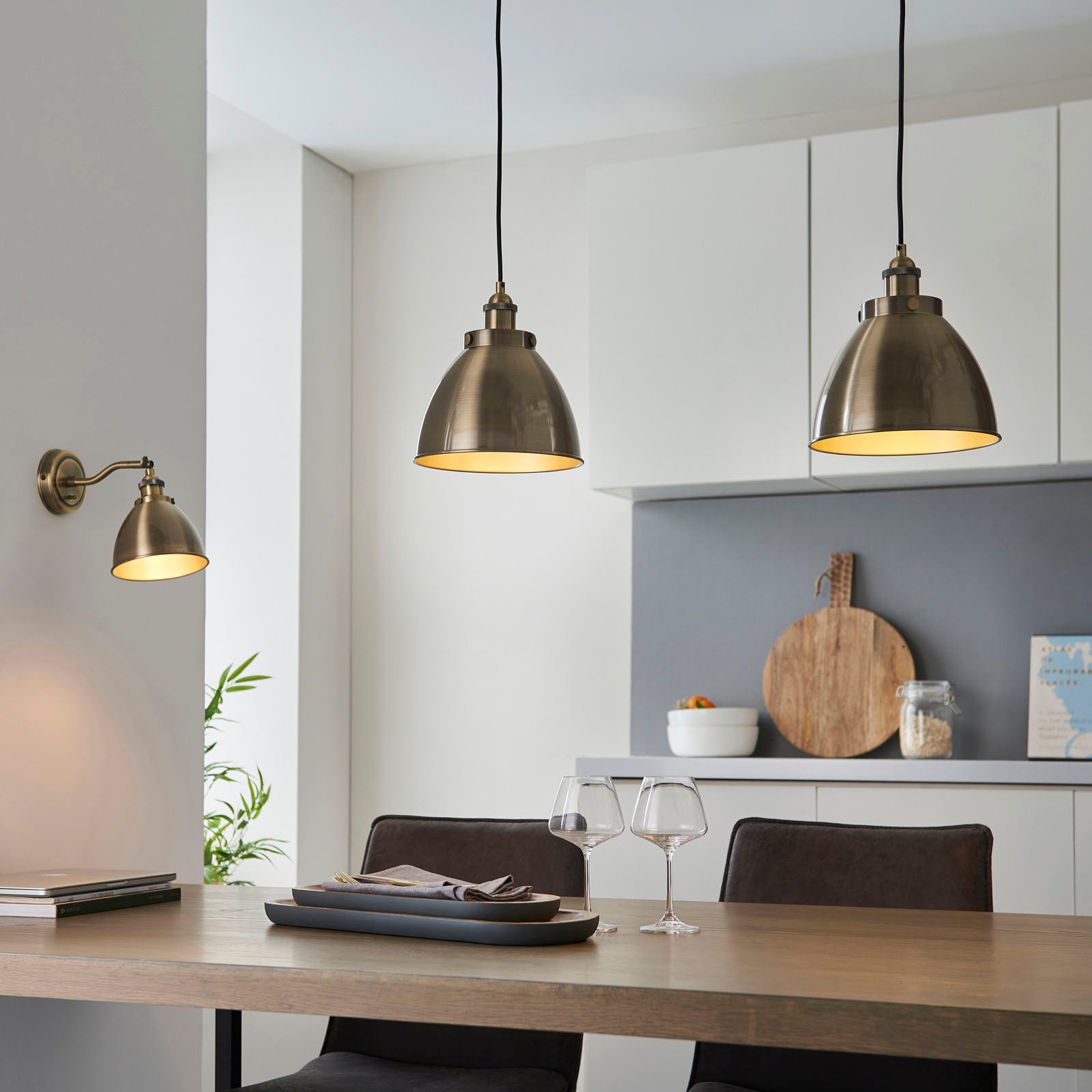 Franklin 1-Light Small Industrial Pendant - Antique Brass Finish