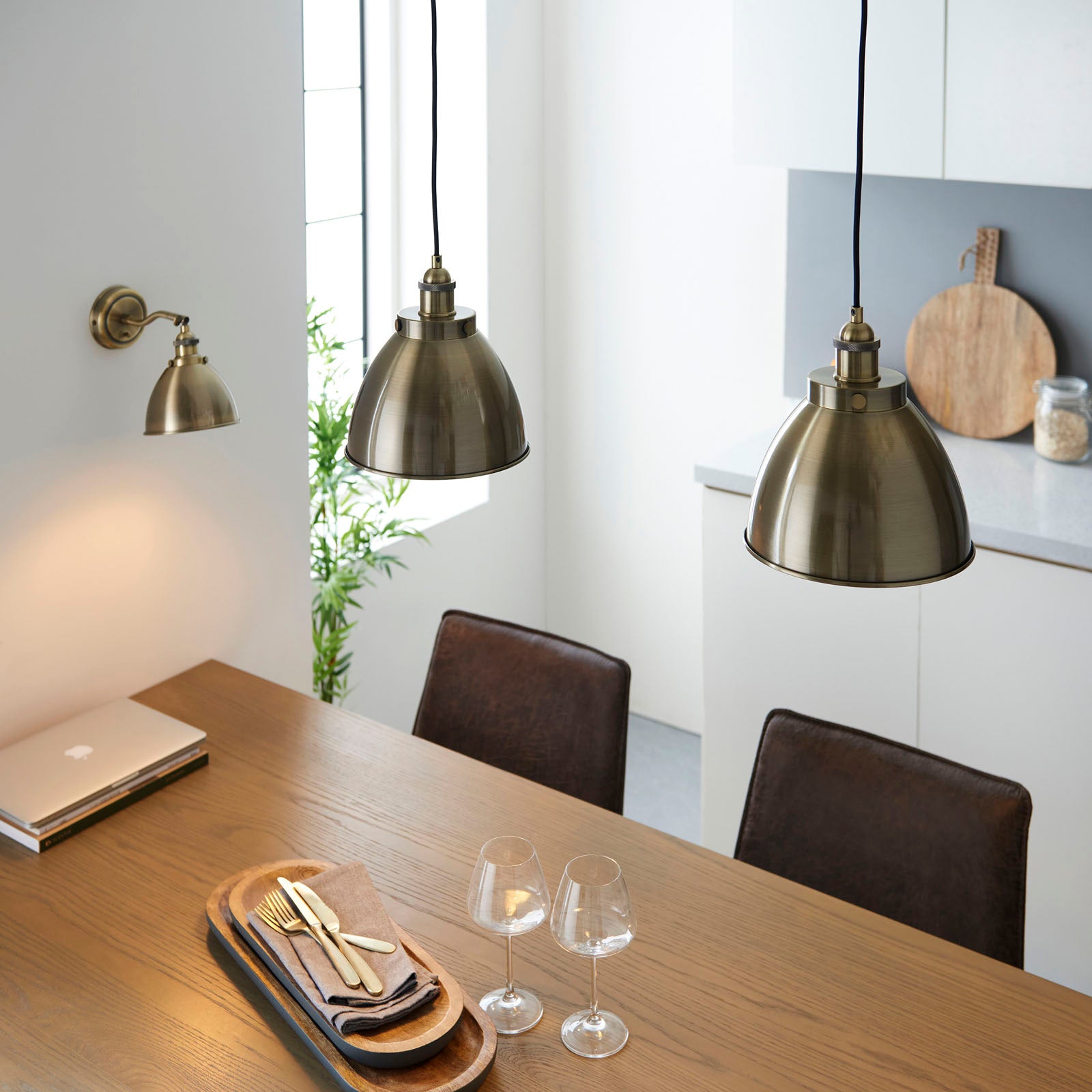 Franklin 1-Light Small Industrial Pendant - Antique Brass Finish