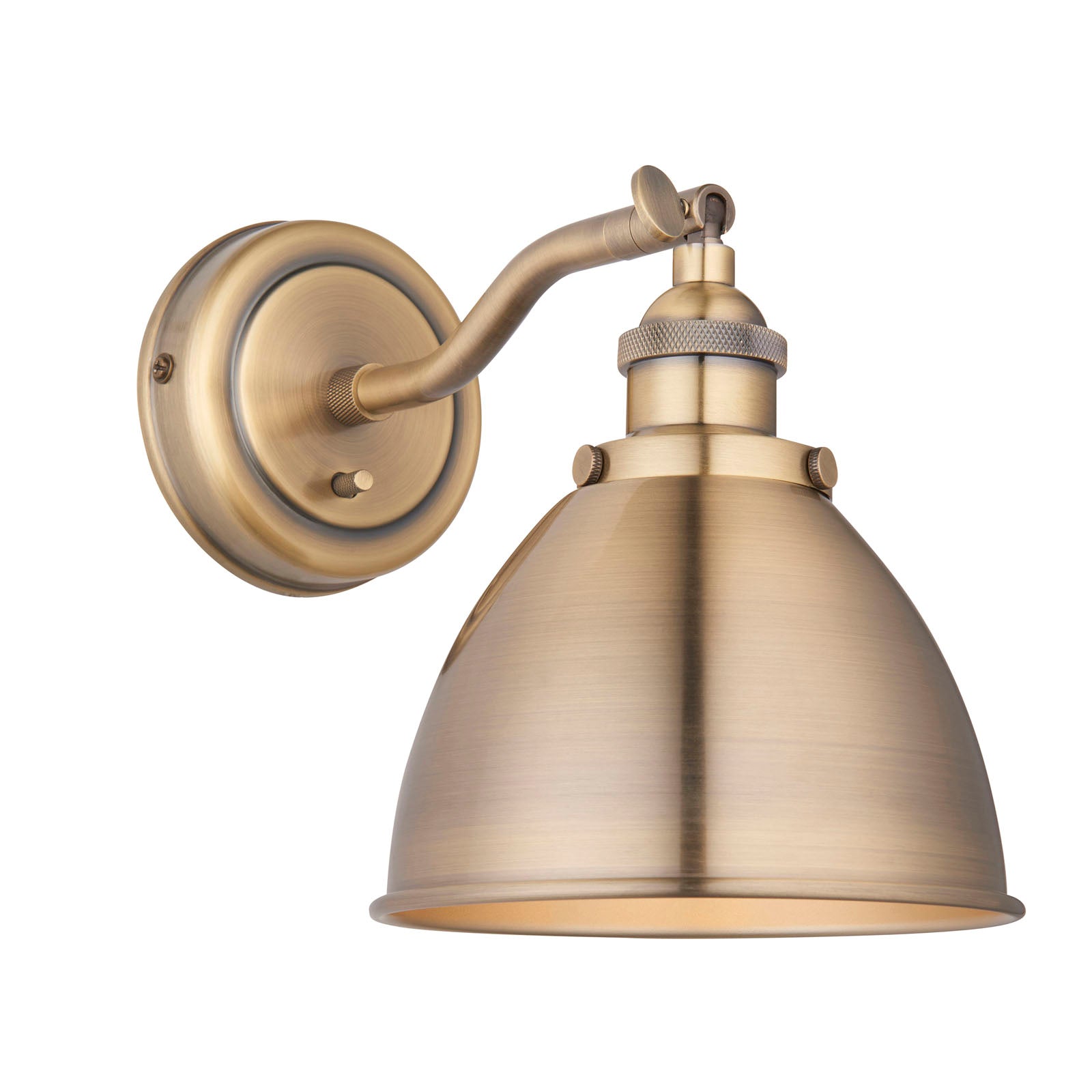 Franklin 1-Light Adjustable Industrial Wall Light - Antique Brass Finish